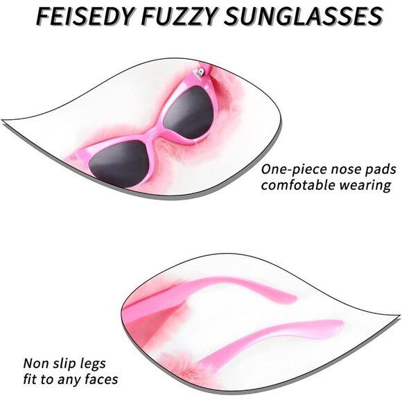 Women Plush Fuzzy Cat Eye Sunglasses UV Protection Soft Velvet Frames Ladies main image 7